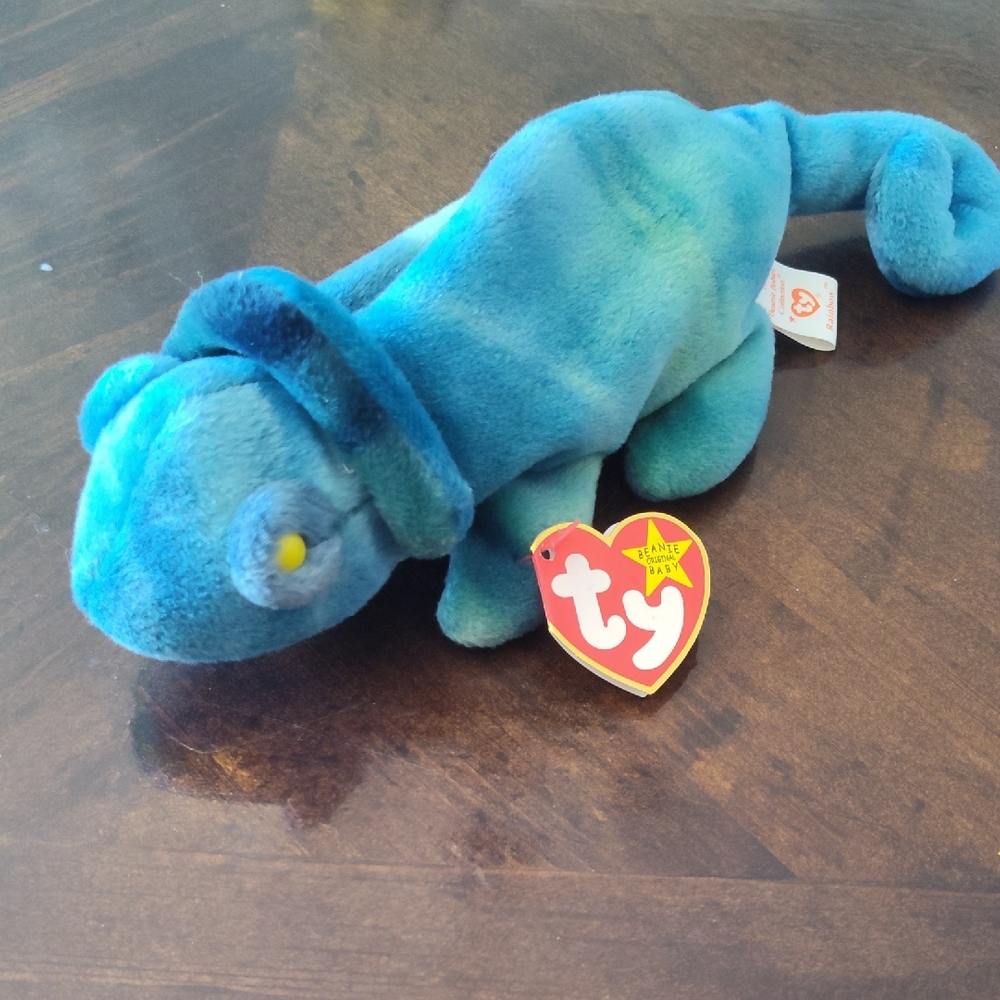 Ty Vibrant Blue and Green Chameleon Plush